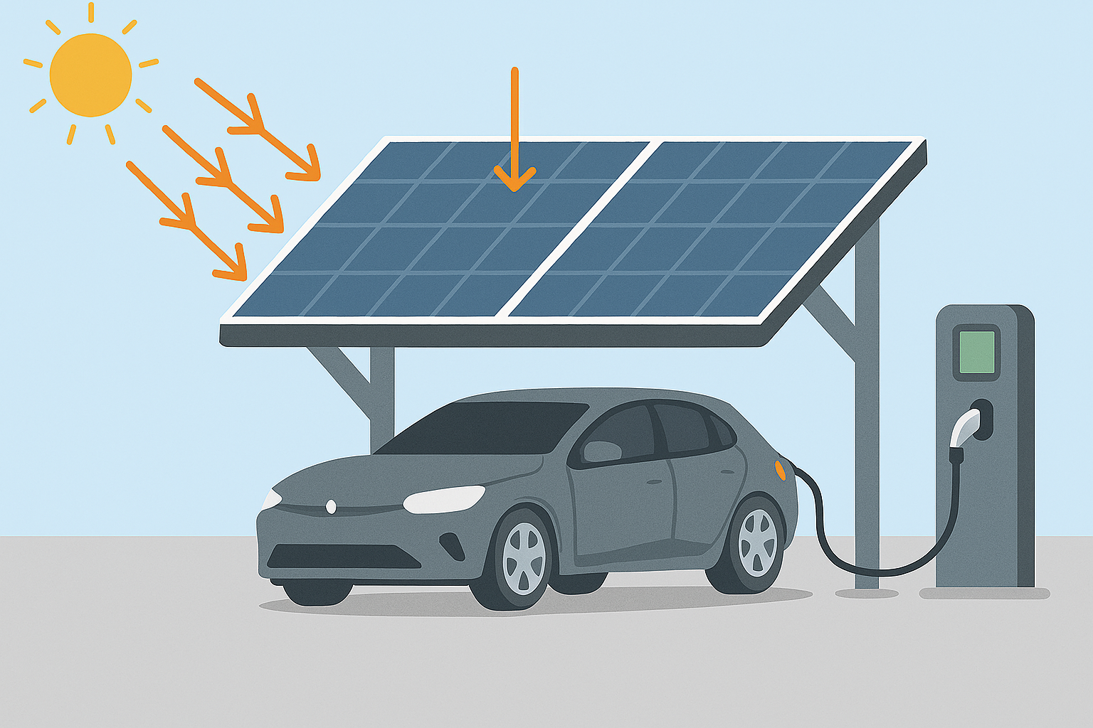 Voiture électrique borne de recharge solaire